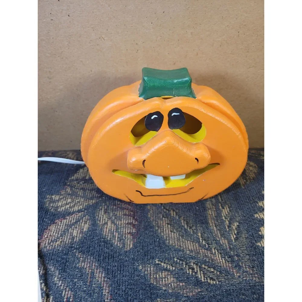 Handmade Wood Pumpkin Light
